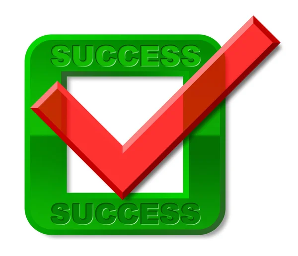 Success Tick Indicates Triumph Prevail And Victors — Stock Photo, Image