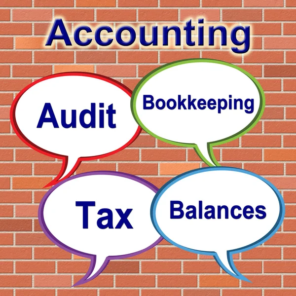 Accounting Words Represents Balancing The Books And Bookkeeping — Stock Photo, Image
