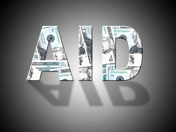 Aid Dollars Represents Answer Cash And Volunteer — Stock Photo, Image