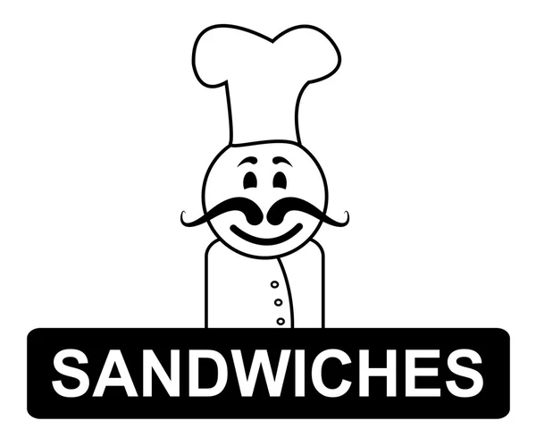 Sandviç Chef mutfak ve yemek yemek anlamına gelir — Stok fotoğraf