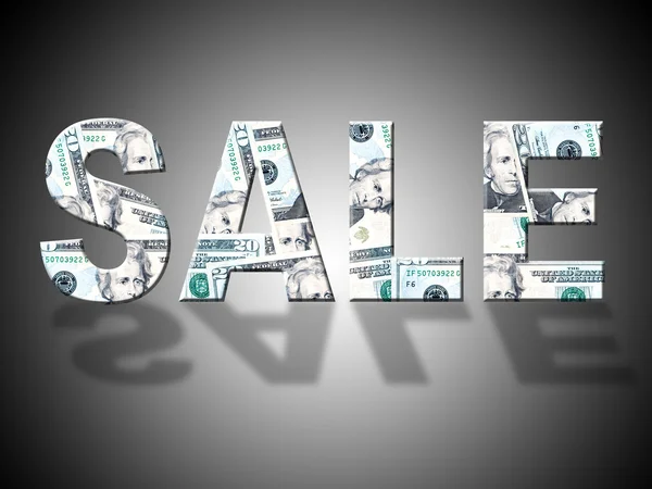 Sale Dollars Indicates American Closeout And Reduction — Stock Photo, Image