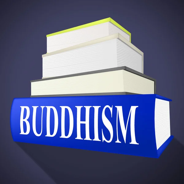Buddhism Book Shows Spirit Pray And Fiction — Stock Photo, Image