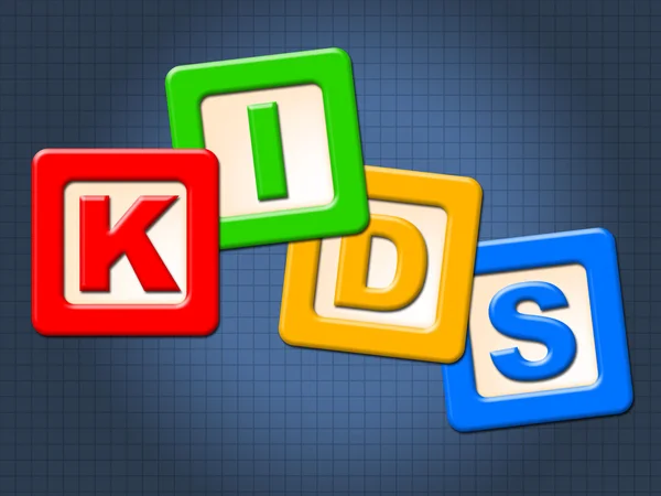 Kids Blocks Indicates Mailing Youngsters And Mailed — Stock Photo, Image