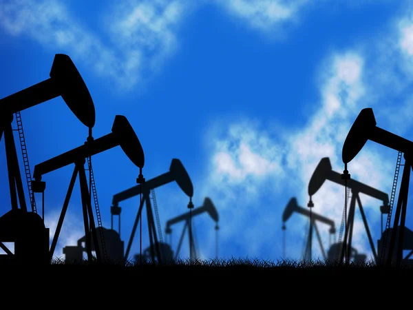 Pozos de petróleo representa taladro de extracción y pozo de petróleo — Foto de Stock