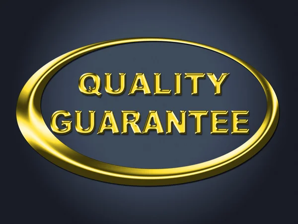 Quality Guarantee Sign Shows Guaranteed Placard And Check — Stock Photo, Image