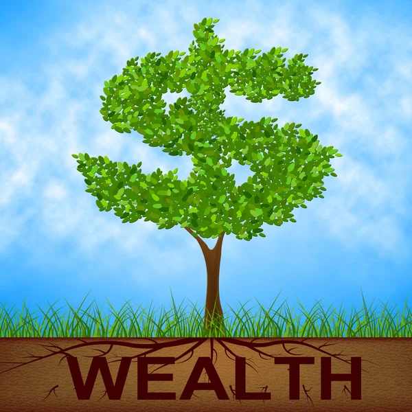 Vermögensbaum zeigt amerikanische Dollars und Zweige — Stockfoto