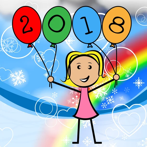 Двадцать восемнадцать воздушных шаров представляют Новый Год и Ежегодный — стоковое фото