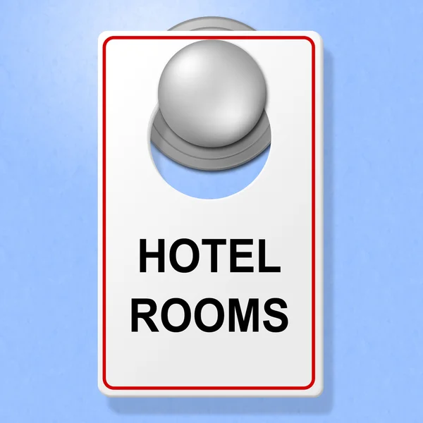 Hotel Rooms Sign Means Place To Stay And Accommodation — Stock Photo, Image