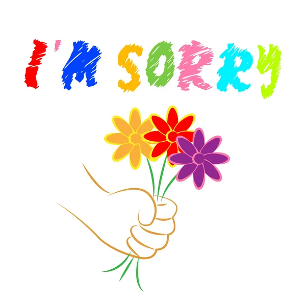 Przykro mi pokazuje kwiaty przeprosić wyrzutów sumienia i przepraszam — Zdjęcie stockowe