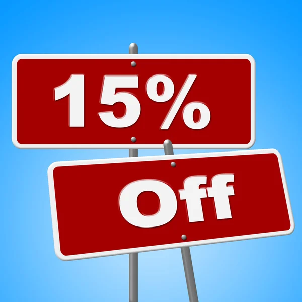 Fifteen Percent Off Shows Advertisement Promotional And Placard — Stock Photo, Image