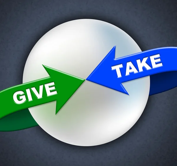 Give Take Arrows Shows Donated Proffer And Taking — Stock Photo, Image