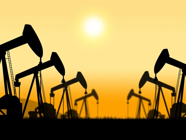 Oil Wells Represents Extract Refineries And Oilfield — Stock Photo, Image