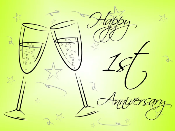 Happy First Anniversary Indicates Celebrations And Remembrance — стоковое фото