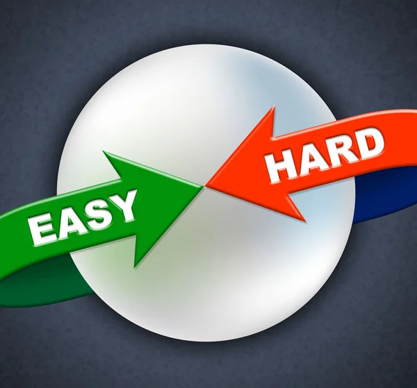Easy Hard Arrows Shows Difficult Situation And Ease — Stock Photo, Image
