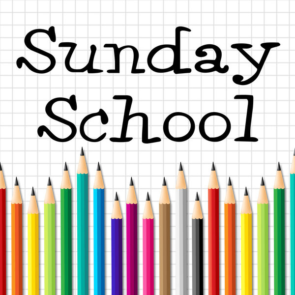 Карандаши воскресной школы указывают на молитву и религию церкви
