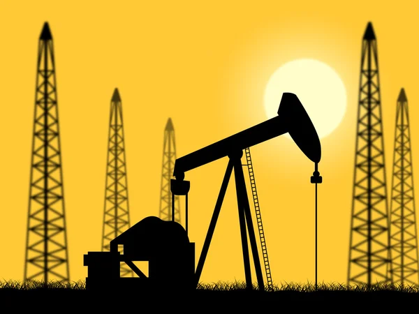 Oil Wells Represents Power Source And Drilling — Stock Photo, Image