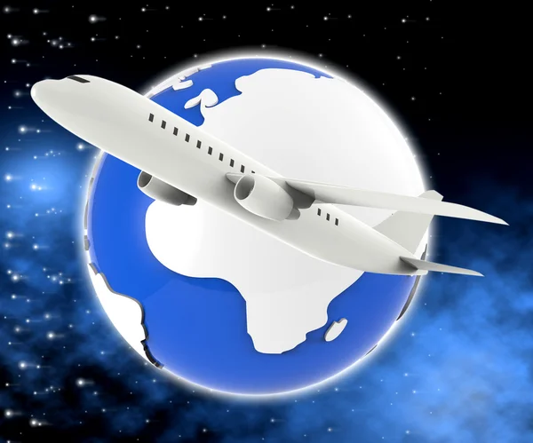 World Plane Means Travel Guide And Air — Stock Photo, Image