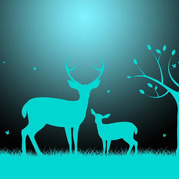 Herten Wildlife geeft aan nachttijd en duisternis — Stockfoto