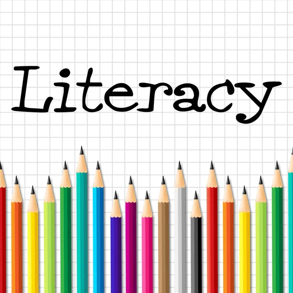 Literacy Pencils Represents Train Proficiency And Develop — Stock Photo, Image