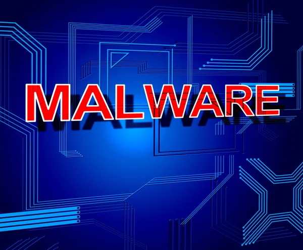 Malware σύμβολο αντιπροσωπεύει επεξεργαστή πληκτρολόγιο και κακόβουλο — Φωτογραφία Αρχείου