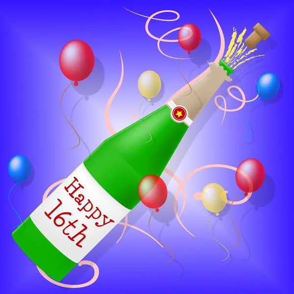 Happy Sixteenth Birthday Represents Greeting Party And Congratulations — Stock Photo, Image