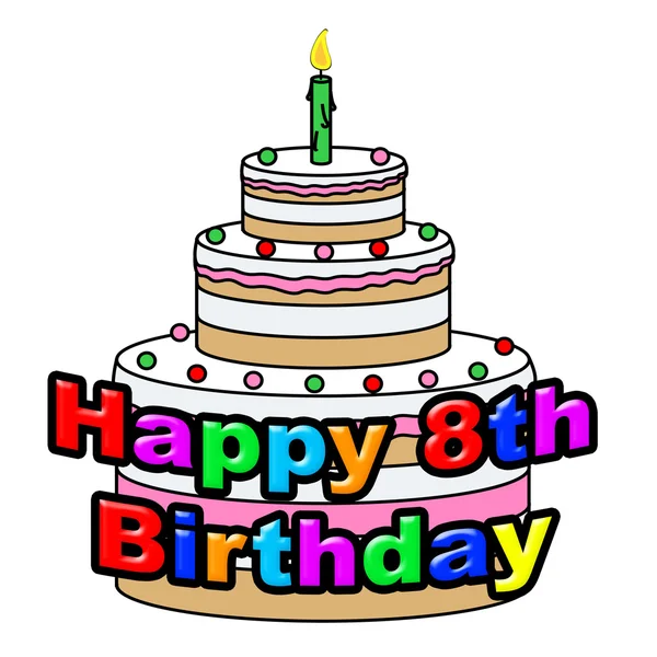 Happy Eighth Birthday Indicates Celebration Party And Greetings — Stock Photo, Image