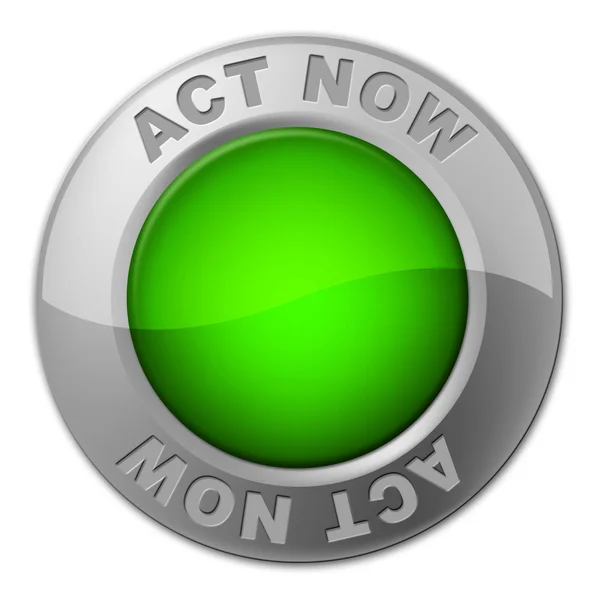 Act Now Button Shows At The Moment And Acting — Stock Photo, Image