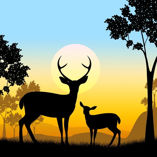 Deer Wildlife Indicates Safari Animals And Evening — Stock Photo, Image