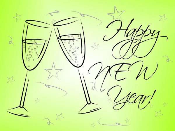 Feliz Año Nuevo representa la diversión festiva y celebraciones —  Fotos de Stock