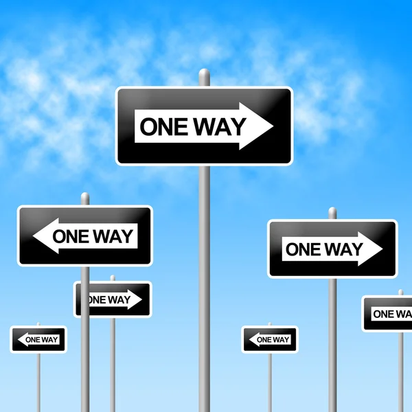 One Way Sign Represents Signage Decisions And Option — Stock Photo, Image