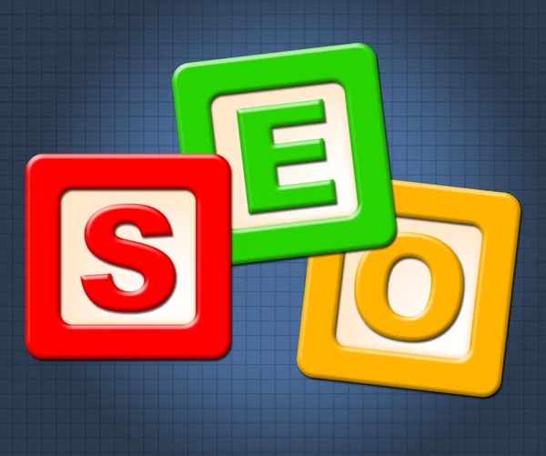 SEO çocuklar blok optimizasyonu gençler ve çocukluk gösterir — Stok fotoğraf