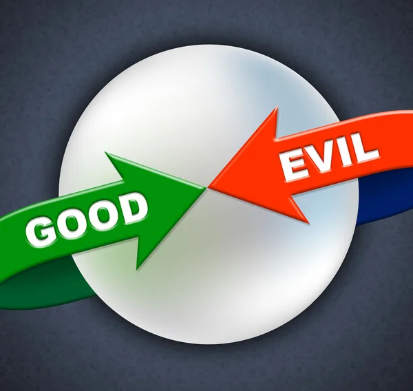 Good Evil Arrows Indicates All Right and Awesome — стоковое фото