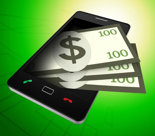 Telefoon Dollars vertegenwoordigt World Wide Web en Amerikaanse — Stockfoto
