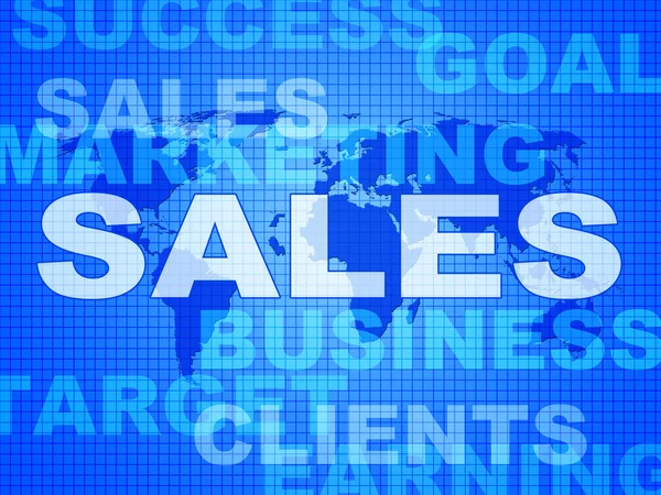 Sales Words Represents Corporation Sell And Promotion — Stock Photo, Image