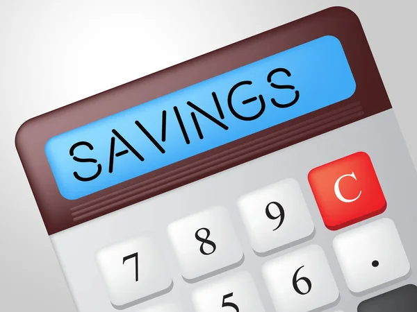 Kalkulator oszczędności pieniężnych wskazuje wzrost i dobrobyt — Zdjęcie stockowe