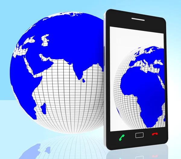 World Phone Indicates Web Site And Cellphone — Stock Photo, Image