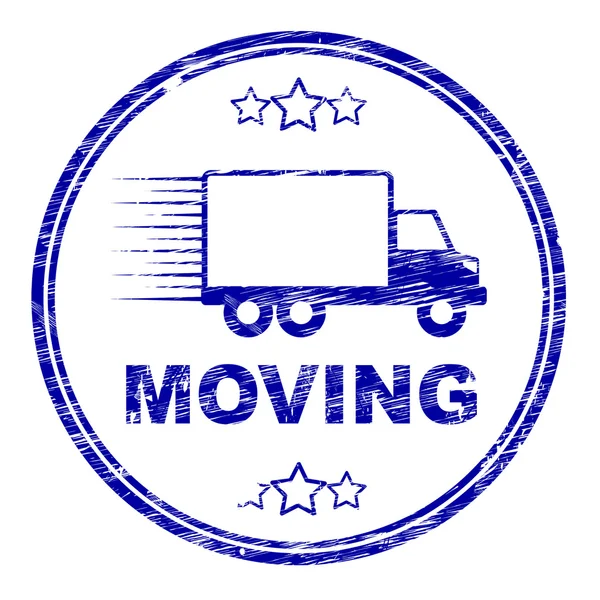 Moving House Stamp Represents Change Of Residence And Lorry — Stock Photo, Image