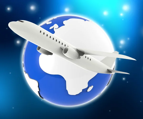 World Plane Represents Travel Guide And Air — Stock Photo, Image