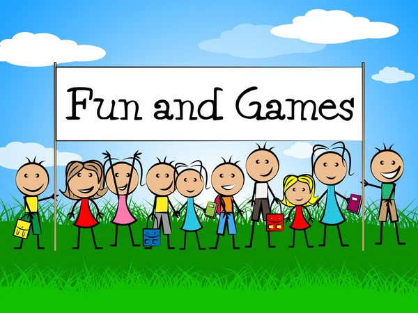 Fun and Games Indicates Gamer Recreational and Recreation — стоковое фото