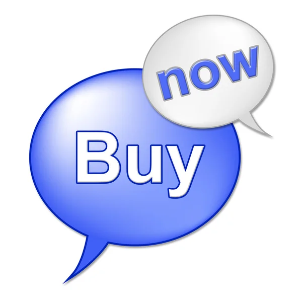 Buy Now Sign Indicates At This Time And Buyer — Stock Photo, Image