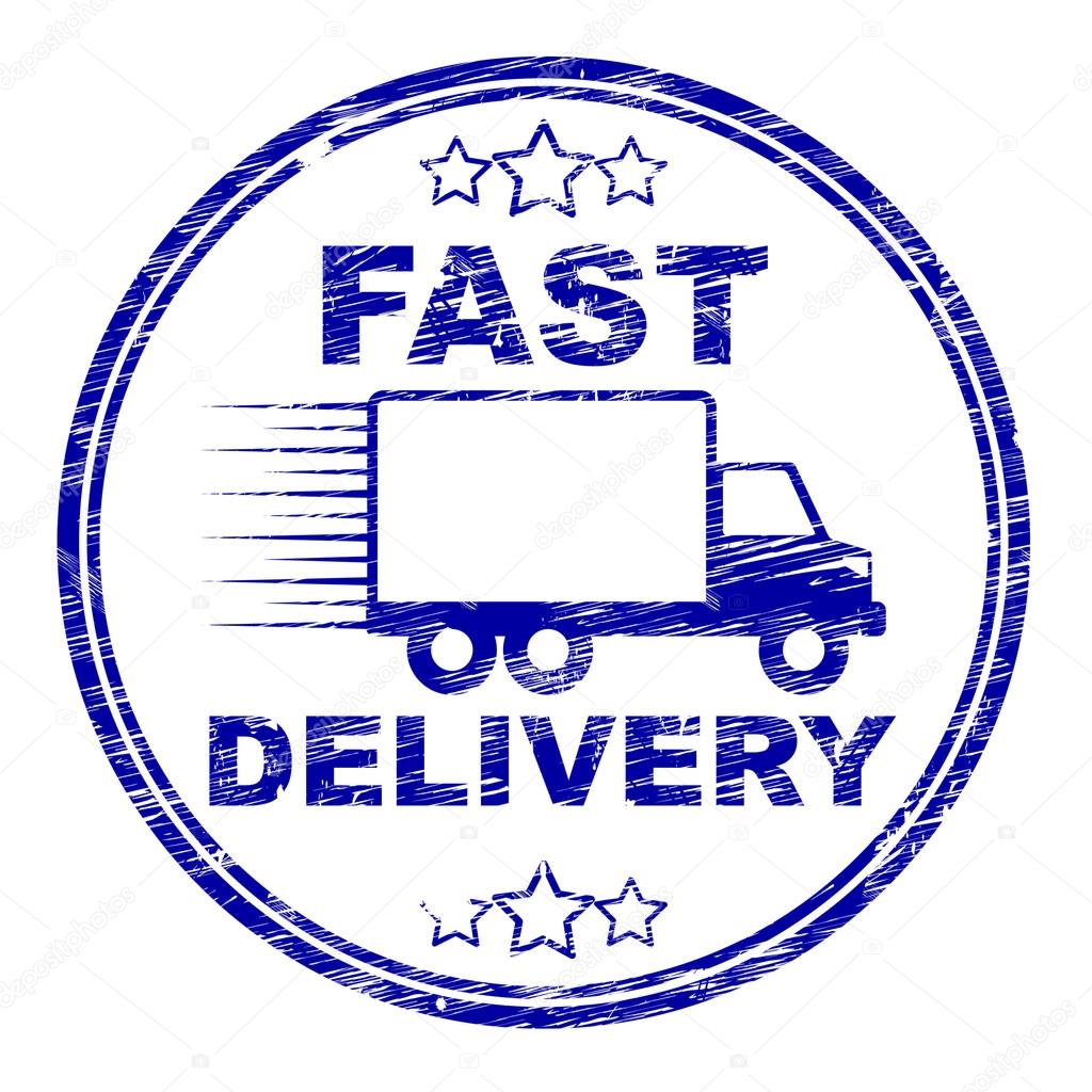 Fast Delivery Stamp Means High Speed And Courier