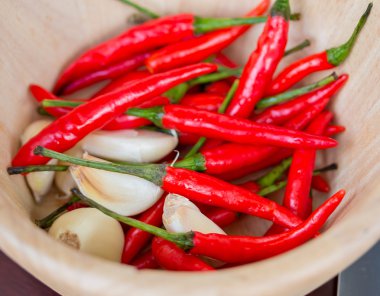 Kırmızı biber baharat pişirme ve Chilies gösterir