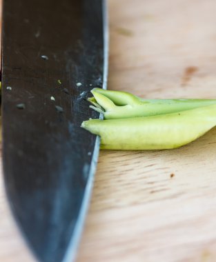 Doğrama yeşillik anlamına gelir kesme tahtası ve yaprak