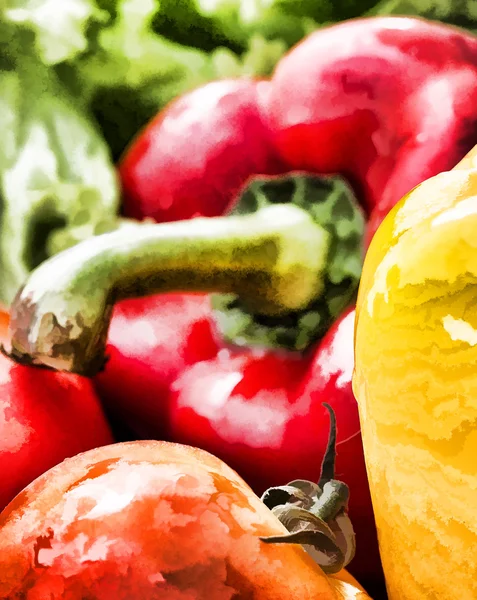 Paprika zeleniny představuje barevné papriky a zdravé — Stock fotografie