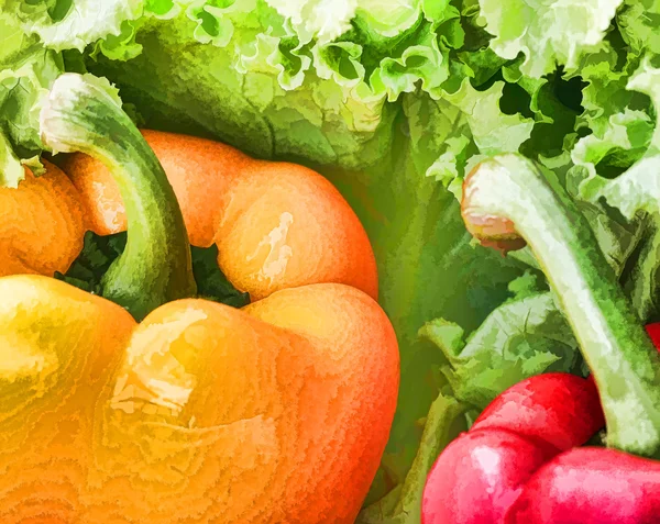 Paprika-Gemüse steht für farbige Paprika und gesunde — Stockfoto