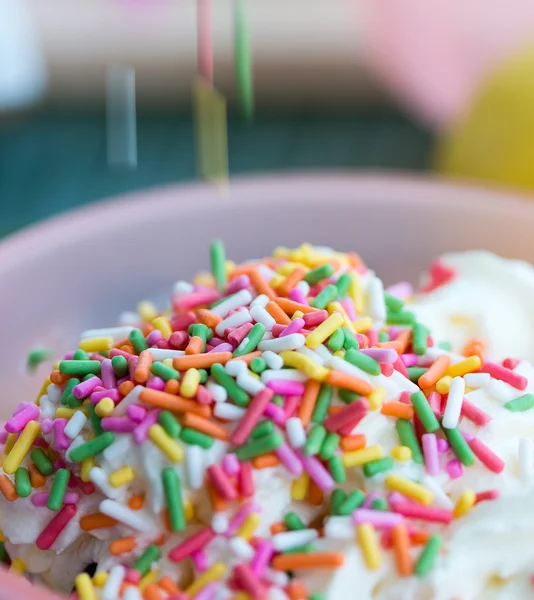 Ice Cream Means Sprinkles Topping And Color — Stock Photo, Image