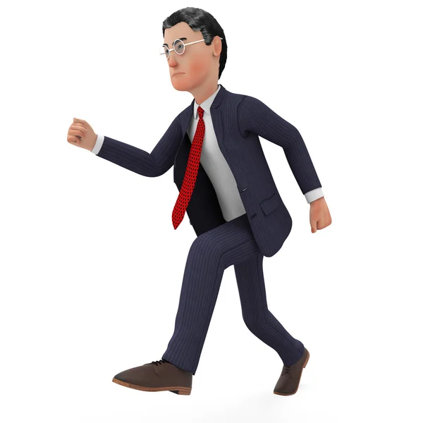 Businessman Walks Quickly Represents Fast Track And Brisk — Stock Photo, Image