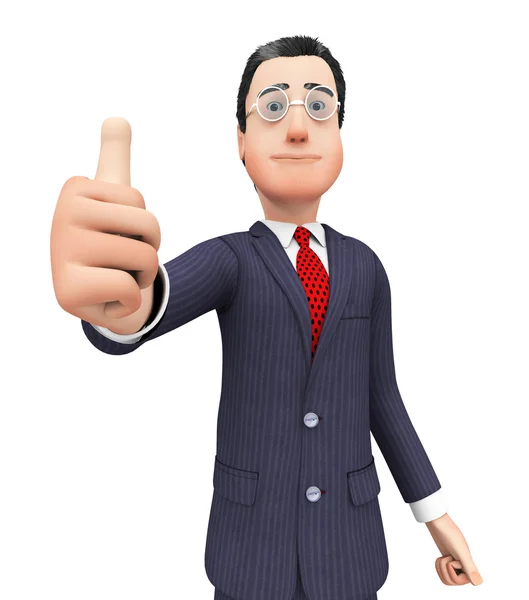 Businessman Shows Approval Represents Thumbs Up And Agreement — Stock Photo, Image