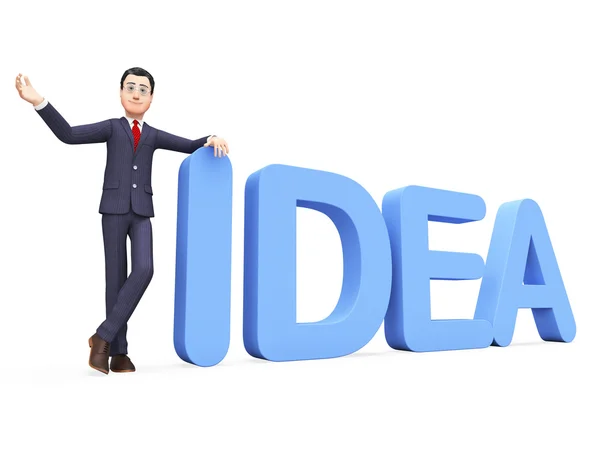 Biznesmen przedstawiając pomysł wskazuje pomysły firmy i przedsiębiorców — Zdjęcie stockowe
