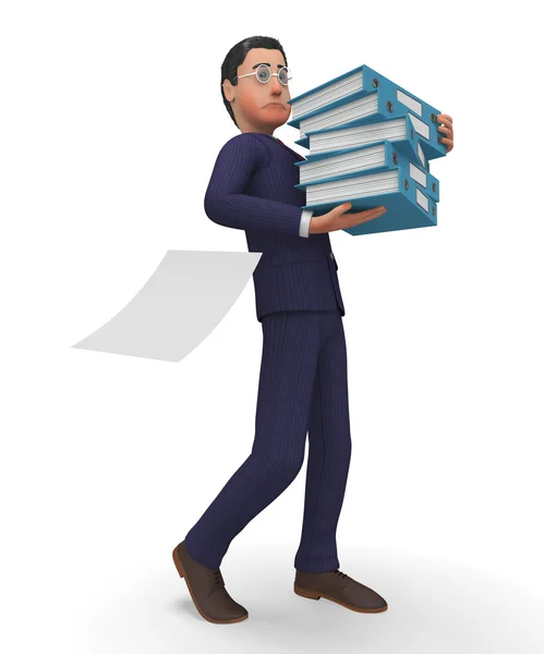 Businessman With Files Shows Executive Commerce And Assistance — Stock Photo, Image